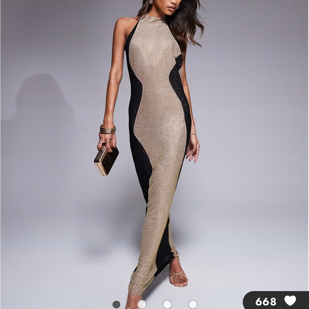 ASOS Black and Gold Maxi Dress